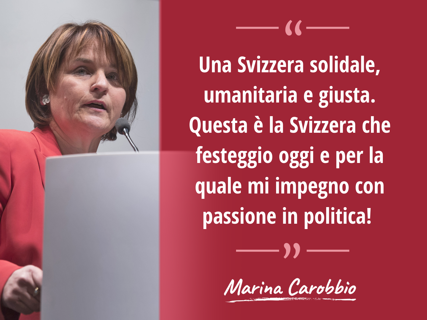 Allocuzione primo agosto – La Svizzera da festeggiare